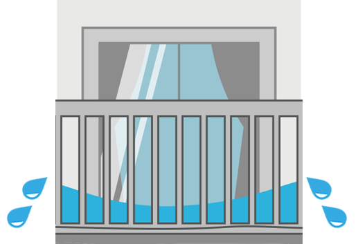 水びたしのバルコニー